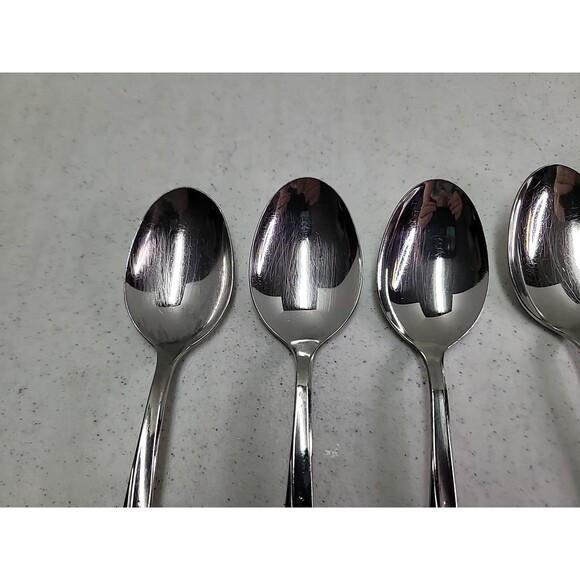 8 Pc Vintage MCM Oneida Community Atomic TWIN STAR Stainless Steel Tablespoons